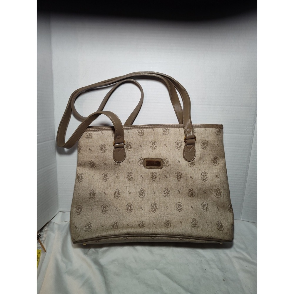 Vintage Bruno Lorelli Faux Leather Shoulder Bag Light Beige with Beige Straps